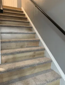 Unique Stairway Transformation with Carpet Treads and LVP Riser 3 3 7