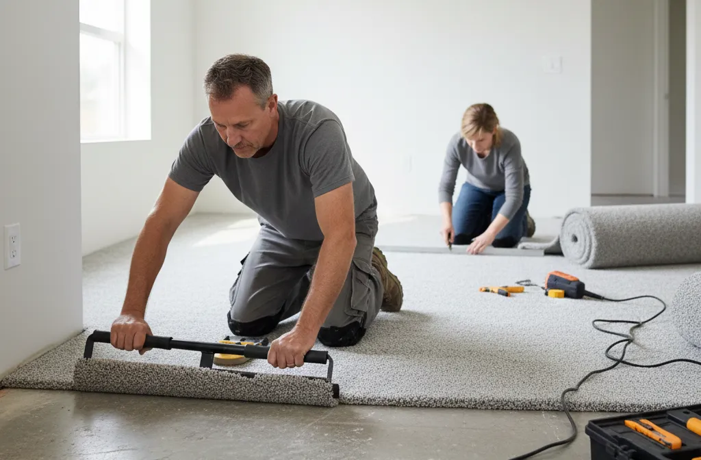 Carpet Installation Prep Guide for Homeowners 1 installing-carpet-on-floor