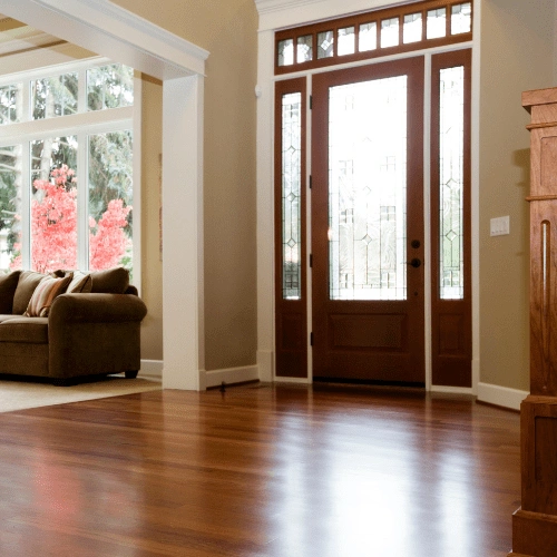 Hardwood flooring installed by A1 Floors in a Raleigh, NC home entryway