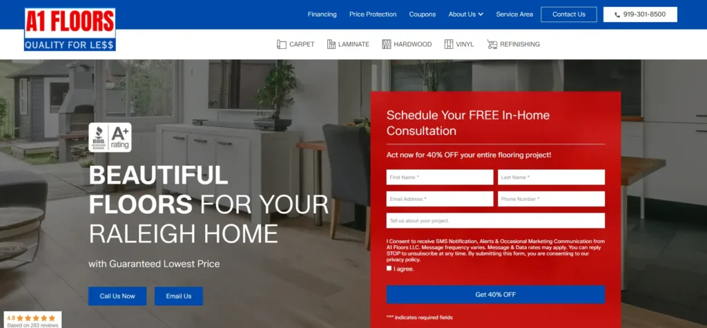 Welcome to Our Brand New Website! 1 new a1 floors website